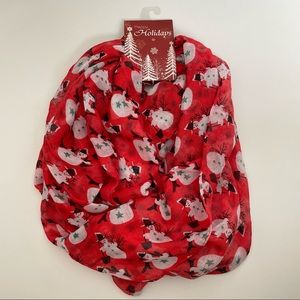 Happy Holidays Red Christmas Holiday Infinity Snowmen Scarf One Size
